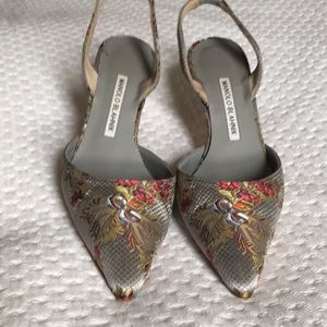 Manolo Blahnik silver brocade slingback, 8